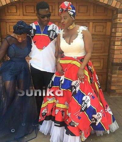 Swazi Attire for couples with lace and tulle