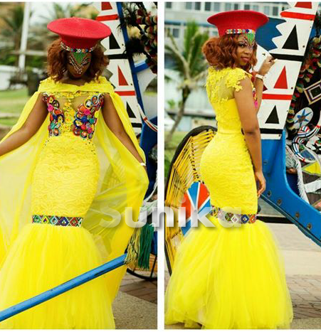 Yellow Traditional Zulu Wedding Dress