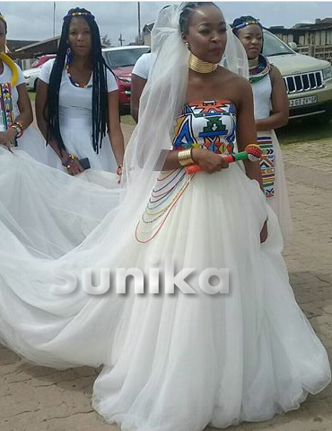 Ndebele Traditional Weddig Dress with Long Tail