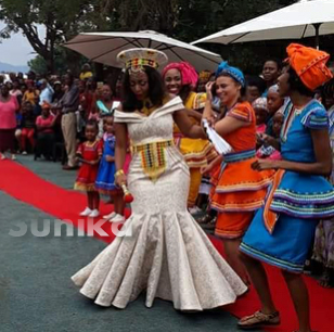 Cream Mermaid Zulu Traditional Wedding Dress
