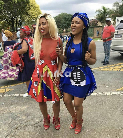 Blue and Red Swazi Traditional Dresses