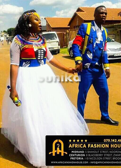 Africa Fashion House Swazi Attire for couples with matching mens jacket