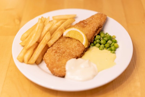 Baked Fish with chips