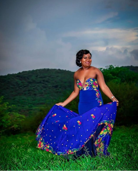 Blue Strapless Tsonga Wedding Dress