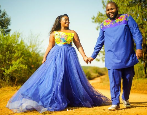 Blue and Yellow Tsonga Attire for couples 2022
