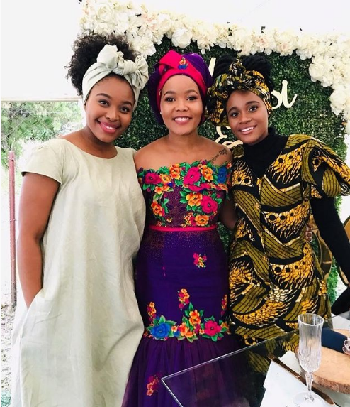 Floral Tsonga Dress for Makoti with Doek