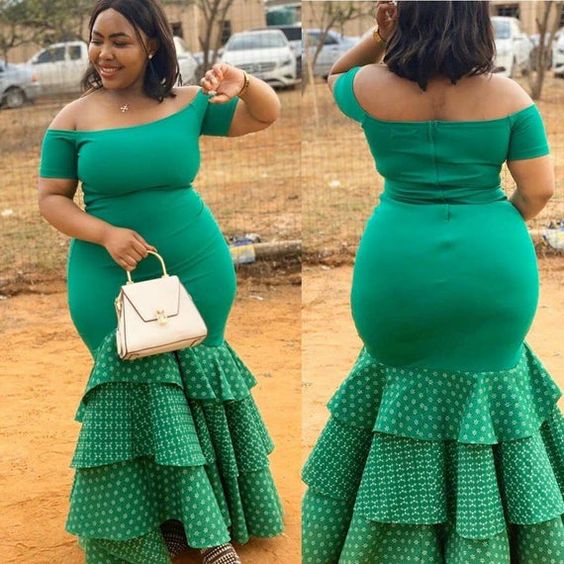 African Print Dress Green Scuba Shweshwe P H Boutique | lupon.gov.ph