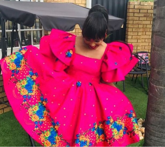 Flared Tsonga Dress for Makoti Batwing Sleeve