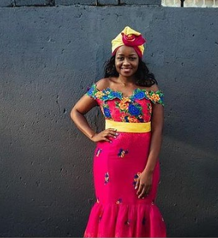 Floral Drop Shoulder Tsonga Dress