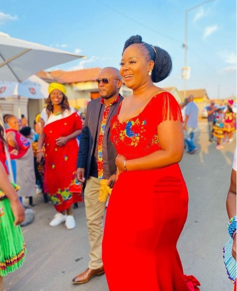 Beautiful Red Plus Size Straight Tsonga Traditional Wedding Dress