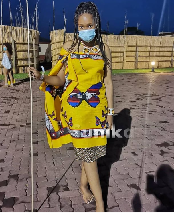 Yellow Emahiya Outfit with Seshweshwe