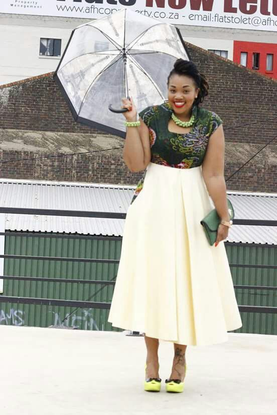 Beautiful Green and White African Print Dress