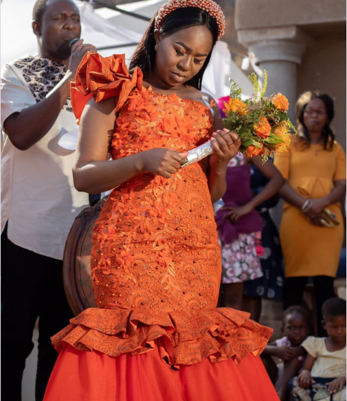 Beautiful Shweshwe 1 sleeve Wedding Dress By Lebo Mositsa