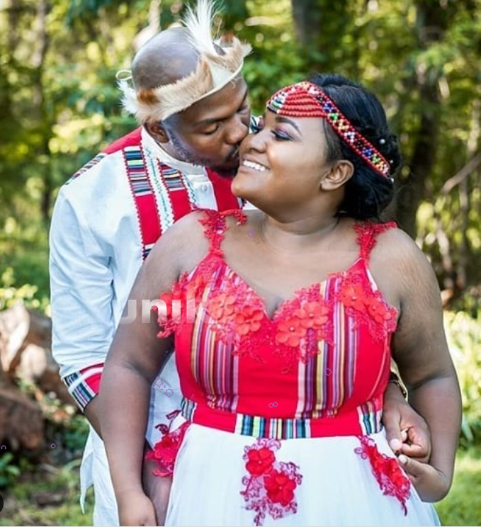 Beautiful Venda Attire for Couples with Red Lace