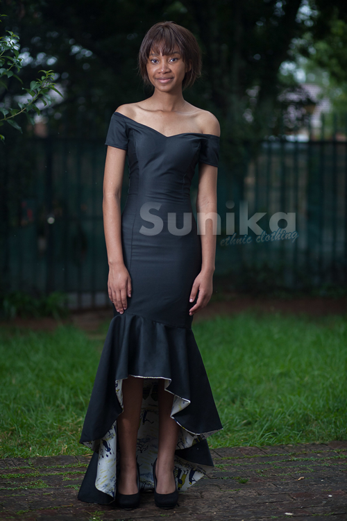 Black Drop shoulder African Print Dress