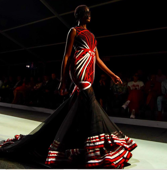 Black Whitte and Red Xhosa Dress by Scalo Designer