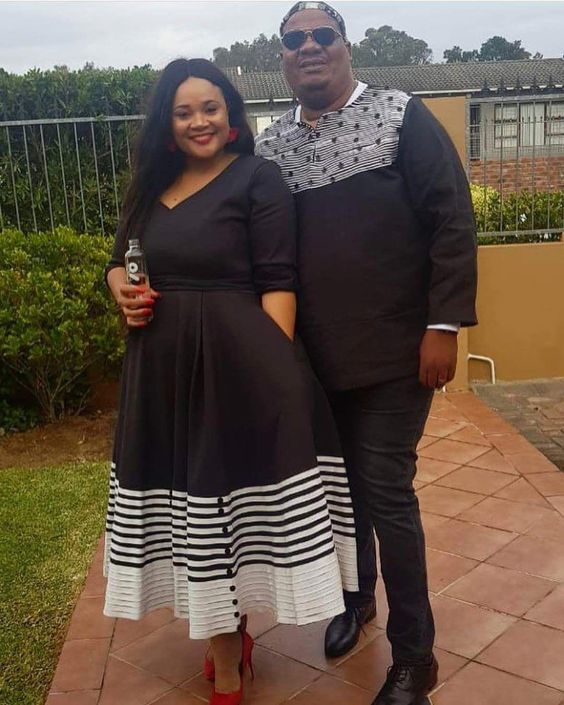 Black and White Xhosa Attire For Couples