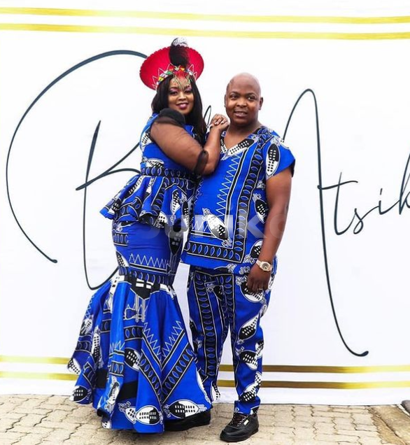 Blue Matching Swazi Attire for couples