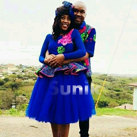 Blue Tsonga Attire for couples
