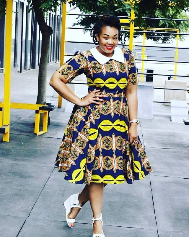 Blue and Yellow Plus Size African Print Dress by Bow Africa