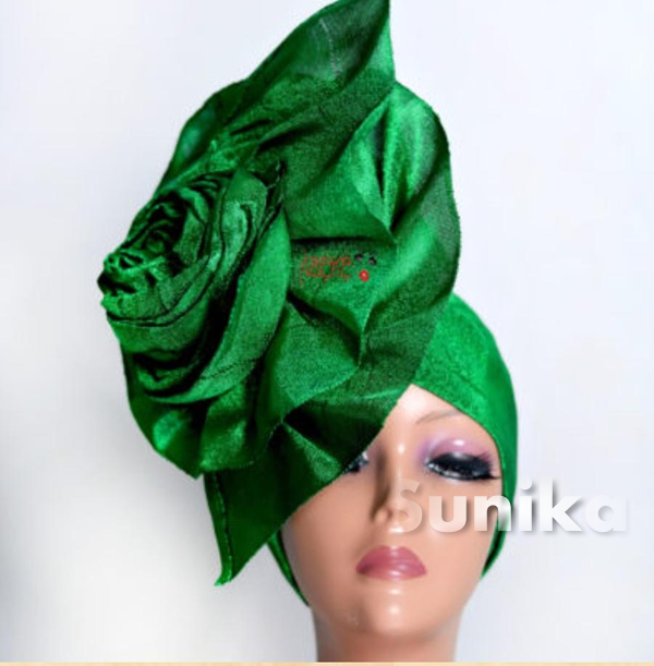 Bottle Green Fancy Headwrap