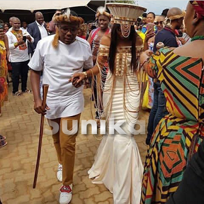 Brown and Cream Traditional Zulu Attire For Couples