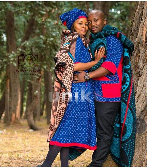 Colourful Sotho Wedding Attire for couples