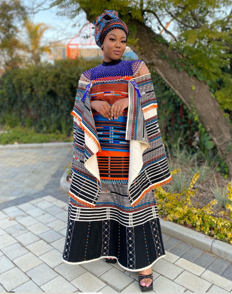 Colourful Xhosa Makoti Dress by Uqinqaba Designs