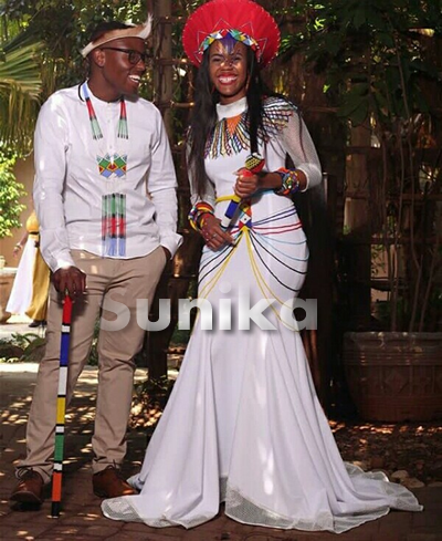 Couple In Modern Zulu Traditional Wedding Attire