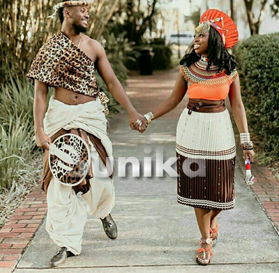 Couple In Zulu Traditional Attire For Lobola