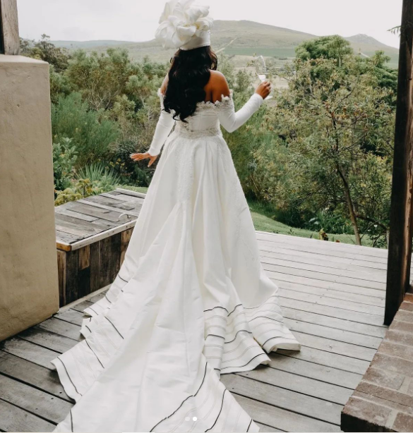 Drop Shoulder Xhosa Wedding Dress Back ViewBy Asanda Madyibi