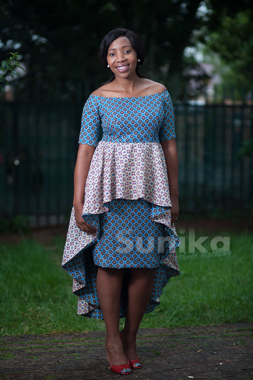 Drop shoulder African Print Dress Sunika