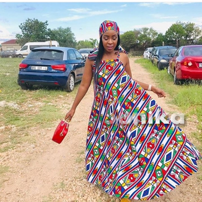 Flared Traditional Ndebele Print Dress