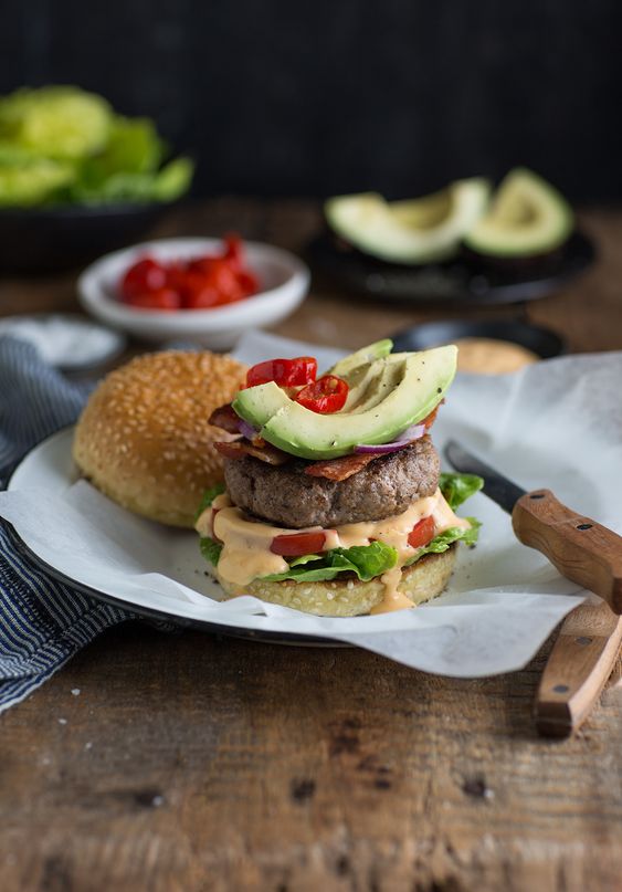 Boerewors burger with Avocado and Bacon
