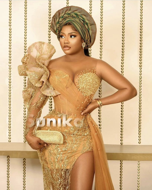 Champagne Gold Aso Abi with Slit