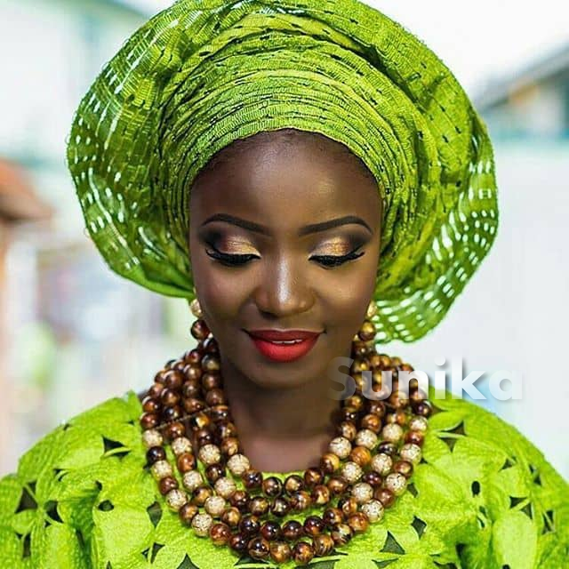 Green Embroidered Nigerian Gele