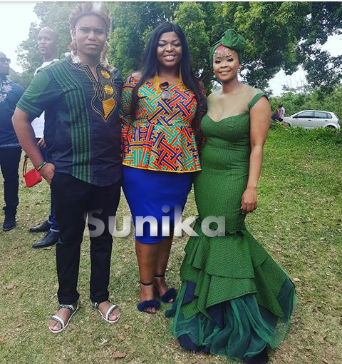 Green Shweshwe Traditional Wedding matching Attire for couples