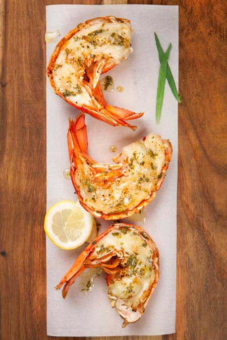 Grilled Half Shell Lobsters