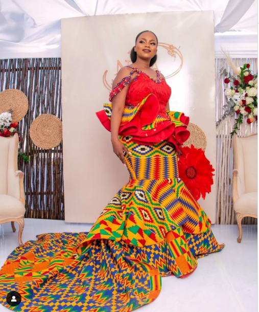 Kente Print Traditional Wedding Dress by Nim Couture