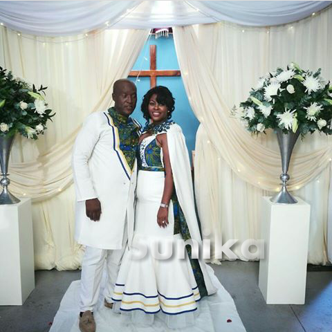 Matching Shweshwe Traditional Wedding Attire for couples