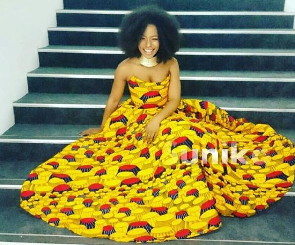 Nomzamo Mbatha Yellow African Print Dress