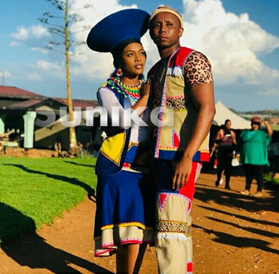 Nomzamo and Sdumo Mtshali In Zulu Traditional Umblaselo Outfits