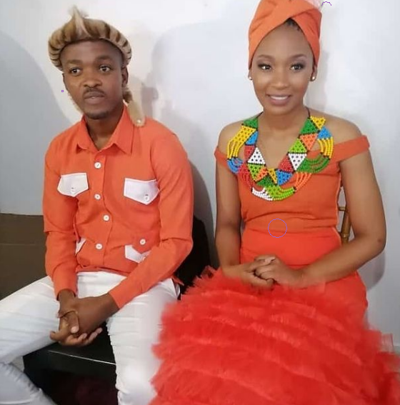 Orange Zulu Wedding Attire with Tulle