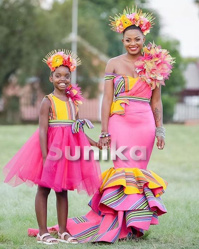 Pink Stylish Venda Traditional Wedding Dress