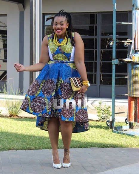 Plus Size African Print Dress with Matching Beads