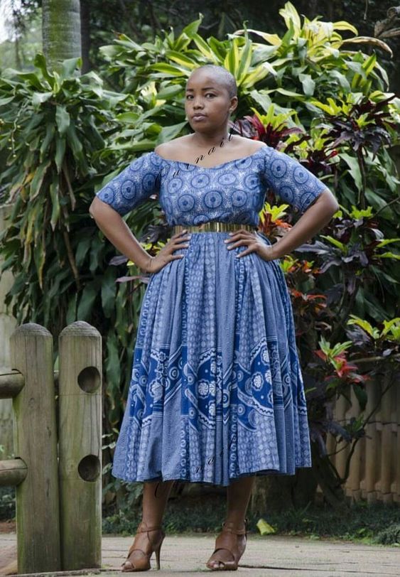 Beautiful Plus Size Blue Shweshwe Dress
