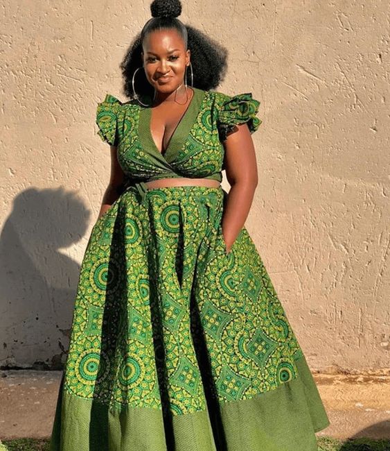 Plus Size Green Shweshwe Dress