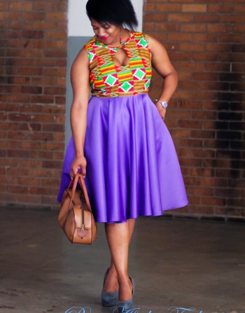 Pluse Size African Print Dress Purple Skirt