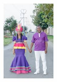 Purple Matching Sepedi Attire for couples