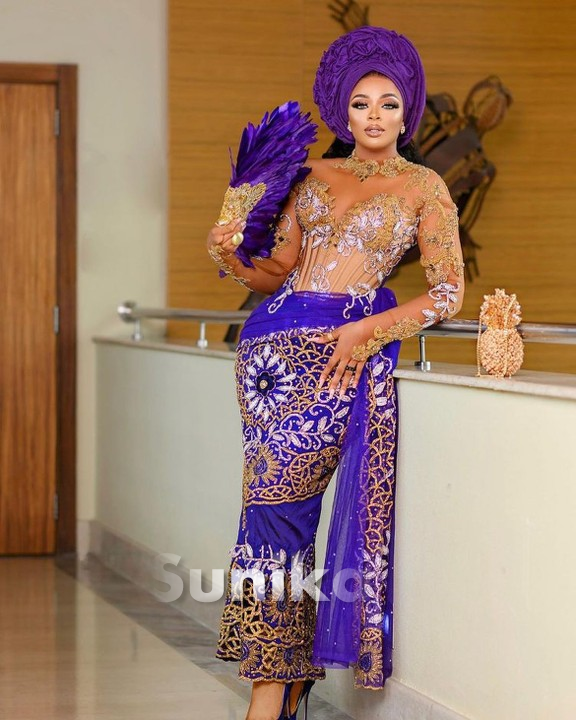 Purple Nigerian Lace Dress